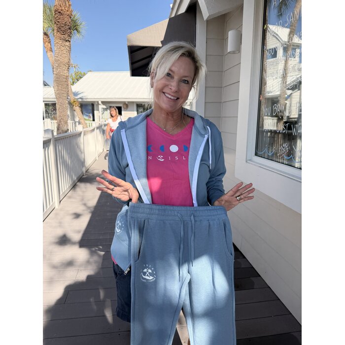 Always on Island Ladies Hooded Sweatshirt - Misty Blue