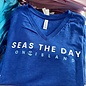 Seas The Day Ladies Short Sleeve V-Neck - Blue