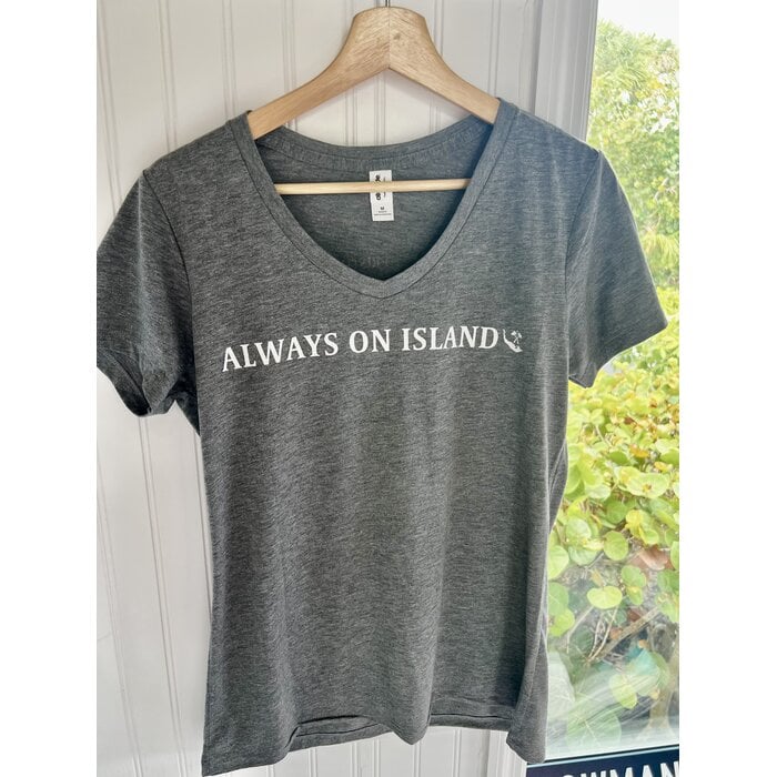 SanCap Stats Ladies Short Sleeve V-neck - Grey
