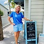 Seas The Day Ladies Short Sleeve V-Neck - Blue