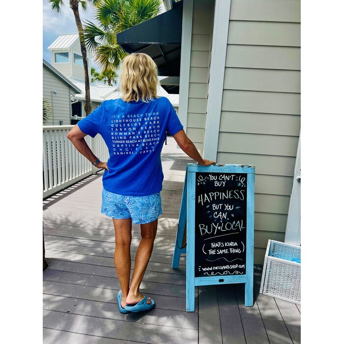Seas The Day Ladies Short Sleeve V-Neck - Blue