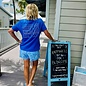 Seas The Day Ladies Short Sleeve V-Neck - Blue