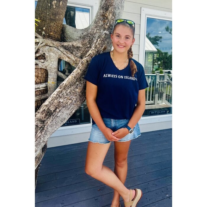 SanCap Stats Ladies Short Sleeve V-neck - Navy