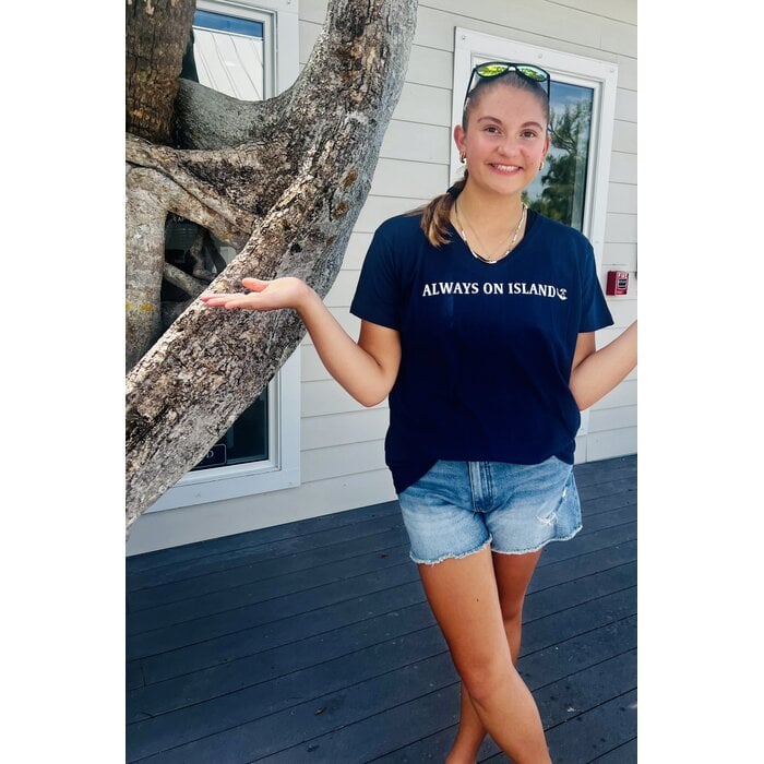 SanCap Stats Ladies Short Sleeve V-neck - Navy