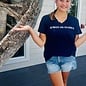 SanCap Stats Ladies Short Sleeve V-neck - Navy