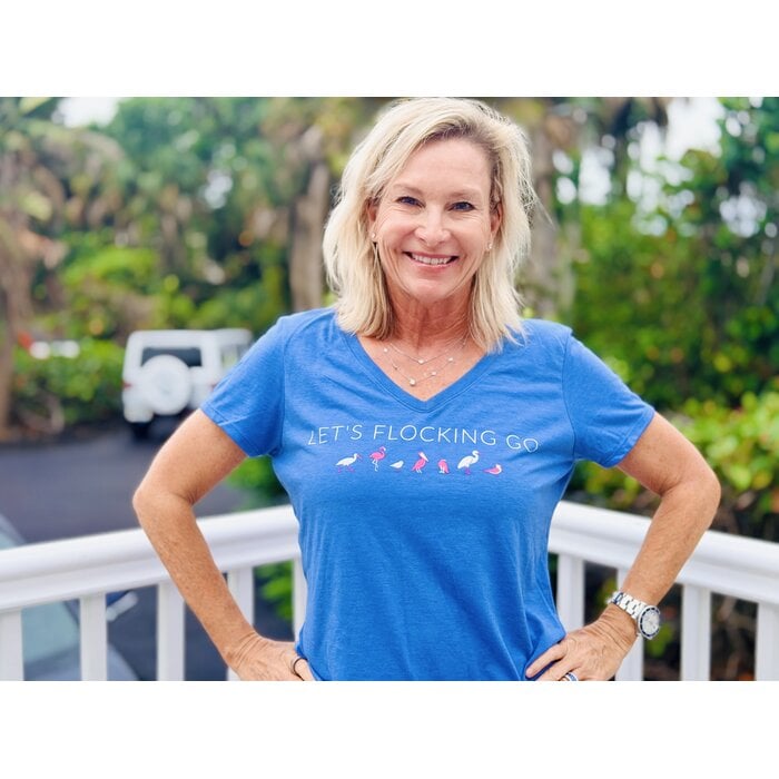 Let's Flocking Go - Ladies Vneck Blue Grey