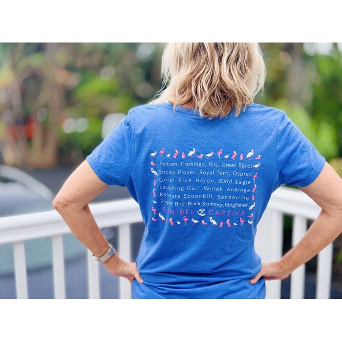 Let's Flocking Go - Ladies Vneck Blue Grey