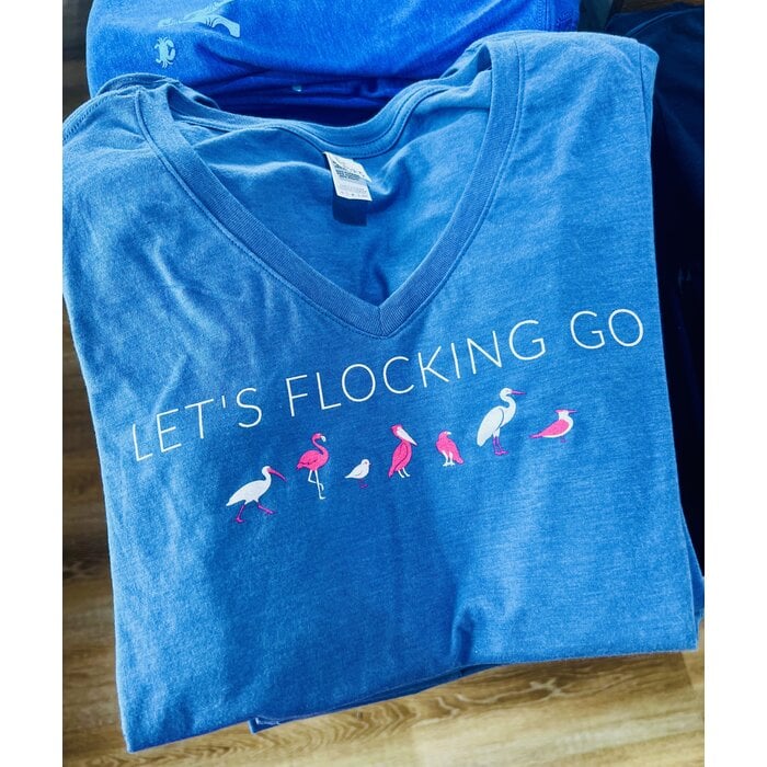 Let's Flocking Go - Ladies Vneck Blue Grey