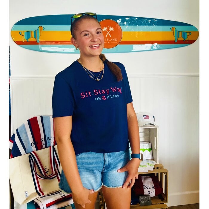 Sit. Stay. Wag! Unisex Short Sleeve Tee - Navy