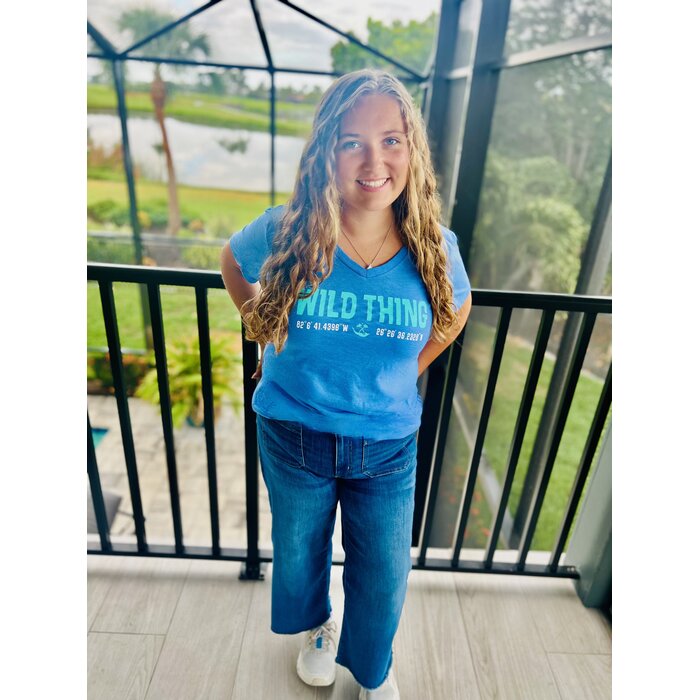 Wild Thing Ladies V-neck Short Sleeve - Blue