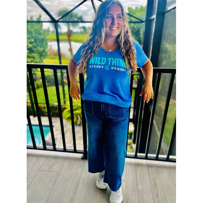 Wild Thing Ladies V-neck Short Sleeve - Blue