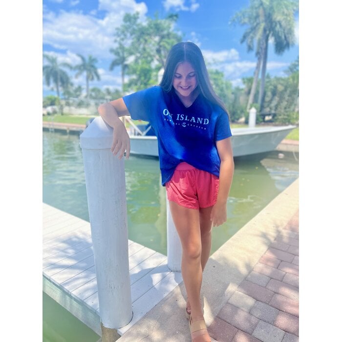 Oh The Hue-Manatee Ladies Short Sleeve V-neck - Blue