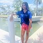 Oh The Hue-Manatee Ladies Short Sleeve V-neck - Blue