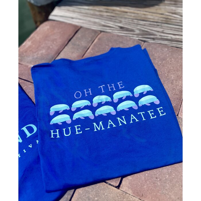 Oh The Hue-Manatee Ladies Short Sleeve V-neck - Blue