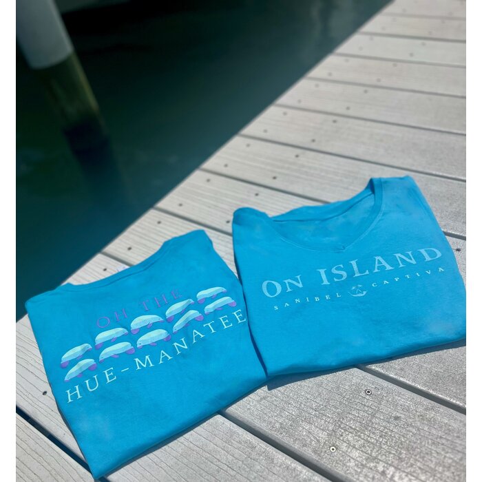 Oh The Hue-Manatee Ladies Short Sleeve V-neck - Lt Blue