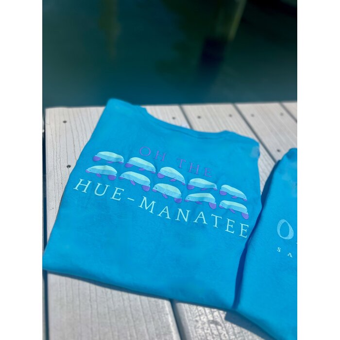 Oh The Hue-Manatee Ladies Short Sleeve V-neck - Lt Blue
