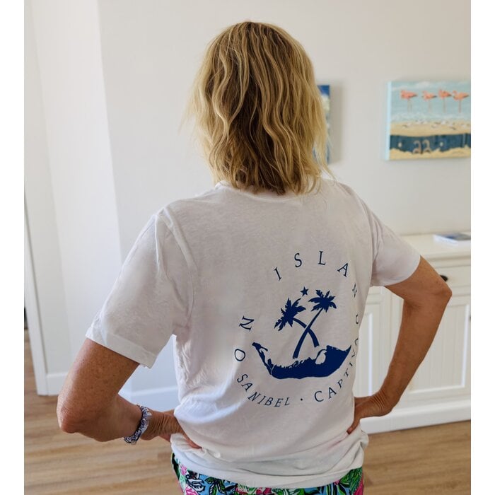 Always On Island Nautical Flags Ladies Short Sleeve V-Neck