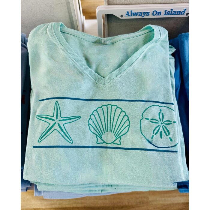 Shell Shirt - Ladies Short Sleeve V-Neck Mint
