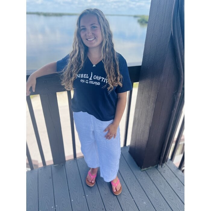 Throwback Seagull Ladies V-neck Short Sleeve - Navy