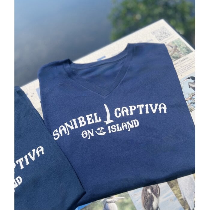 Throwback Seagull Ladies V-neck Short Sleeve - Navy