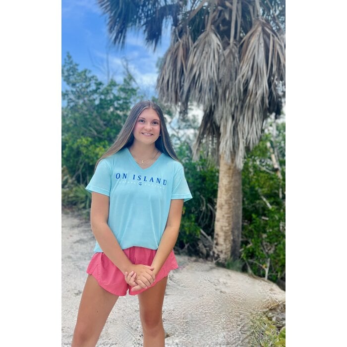 Tri Color Map Ladies Short Sleeve V-Neck Mint