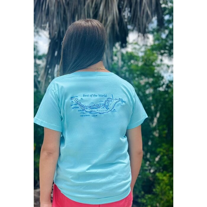 Tri Color Map Ladies Short Sleeve V-Neck Mint