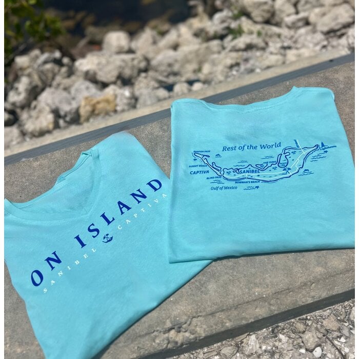 Tri Color Map Ladies Short Sleeve V-Neck Mint