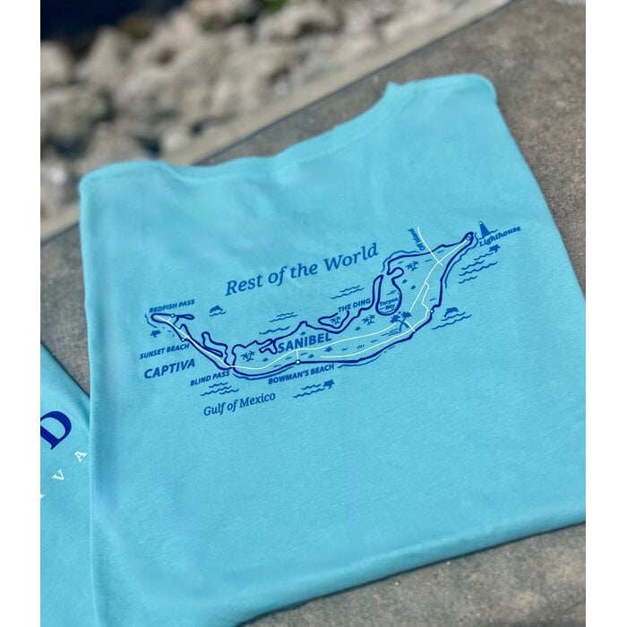 Tri Color Map Ladies Short Sleeve V-Neck Mint