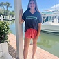 Turtle Tracks Ladies V-neck Short Sleeve - Grey