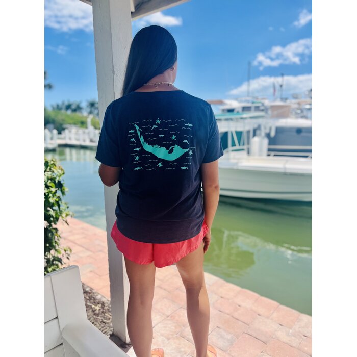 Turtle Tracks Ladies V-neck Short Sleeve - Grey