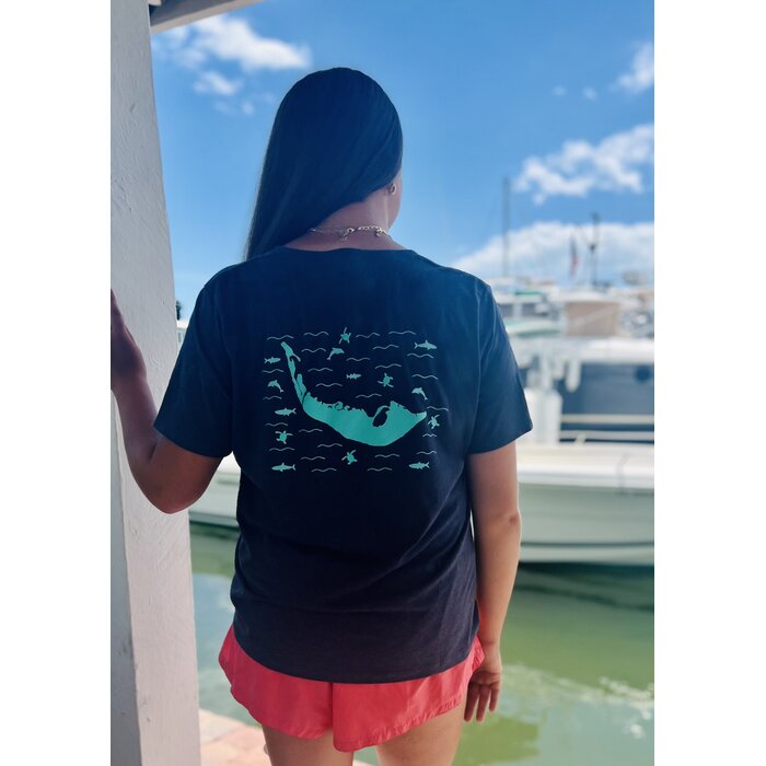 Turtle Tracks Ladies V-neck Short Sleeve - Grey