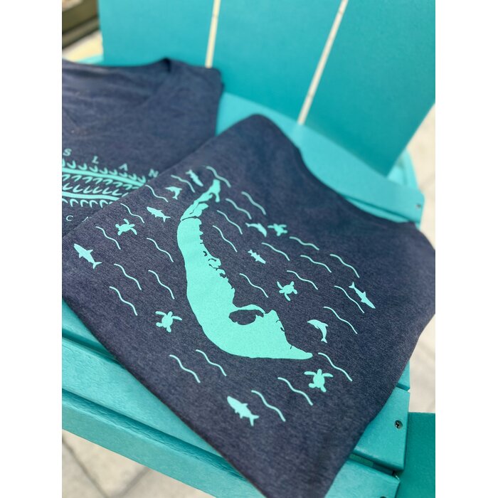 Turtle Tracks Ladies V-neck Short Sleeve - Grey