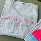 Sit. Stay. Wag! Ladies V-Neck Short Sleeve - Grey
