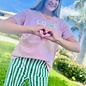 LOVE Ladies Short Sleeve V-neck - Pink