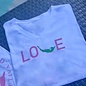 LOVE Ladies Short Sleeve V-neck - White