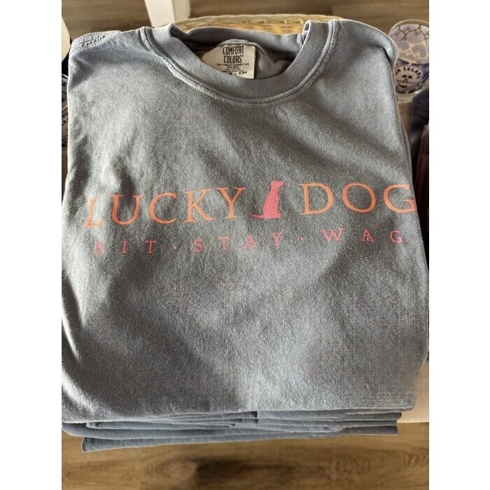 Lucky Dog  - Unisex Short Sleeve in Blue Gray