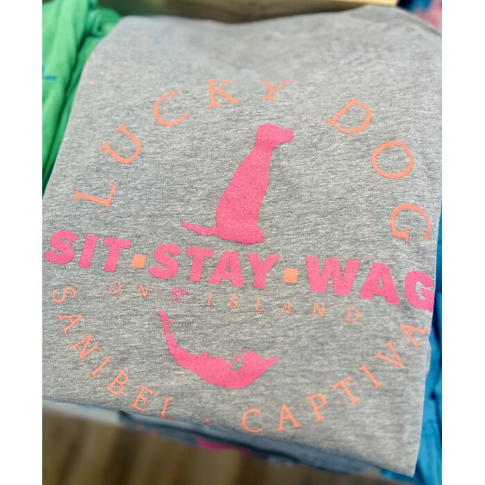 Lucky Dog Ladies V-Neck Gray