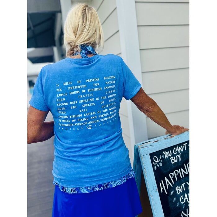 SanCap Stats Ladies Short Sleeve V-neck - Blue