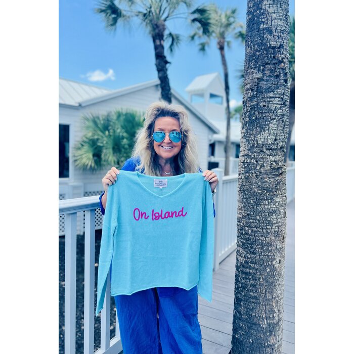 Summer Sweater Ladies V-neck - Aqua