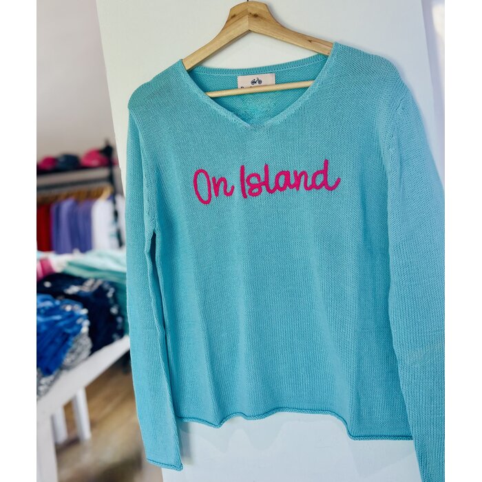 Summer Sweater Ladies V-neck - Aqua