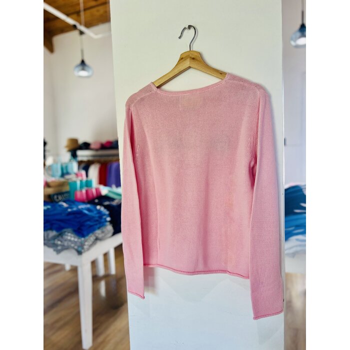 Summer Sweater Ladies V-neck - Pink