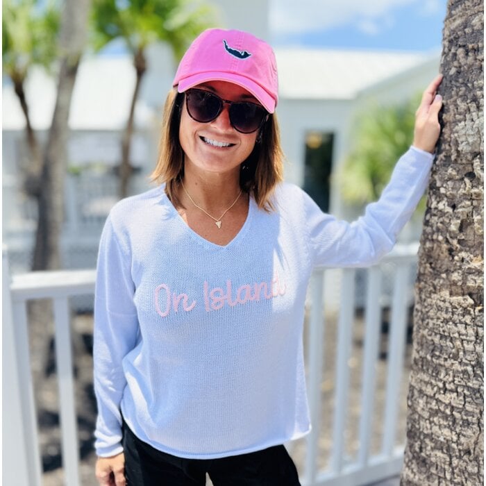 Summer Sweater Ladies V-neck - White/Pink