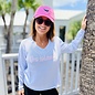 Summer Sweater Ladies V-neck - White/Pink