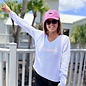 Summer Sweater Ladies V-neck - White/Pink