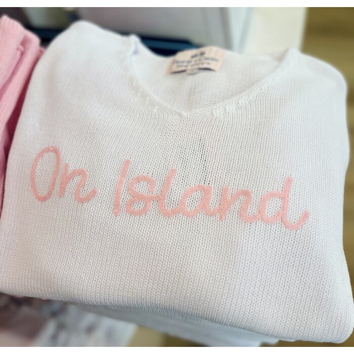 Summer Sweater Ladies V-neck - White/Pink