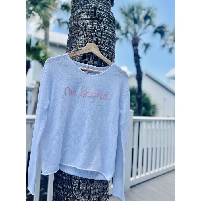 Summer Sweater Ladies V-neck - White/Pink