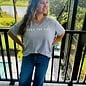 Seas The Day Ladies Short Sleeve V-Neck - Grey