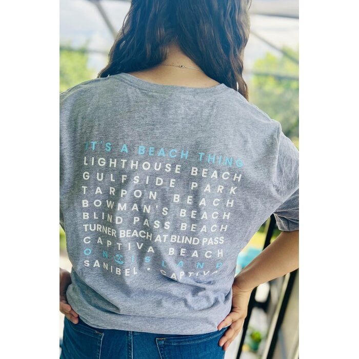Seas The Day Ladies Short Sleeve V-Neck - Grey