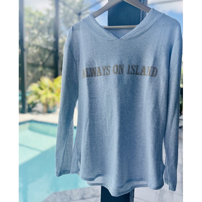 Always on Island Sweater - Lt Grey (Tan Font)