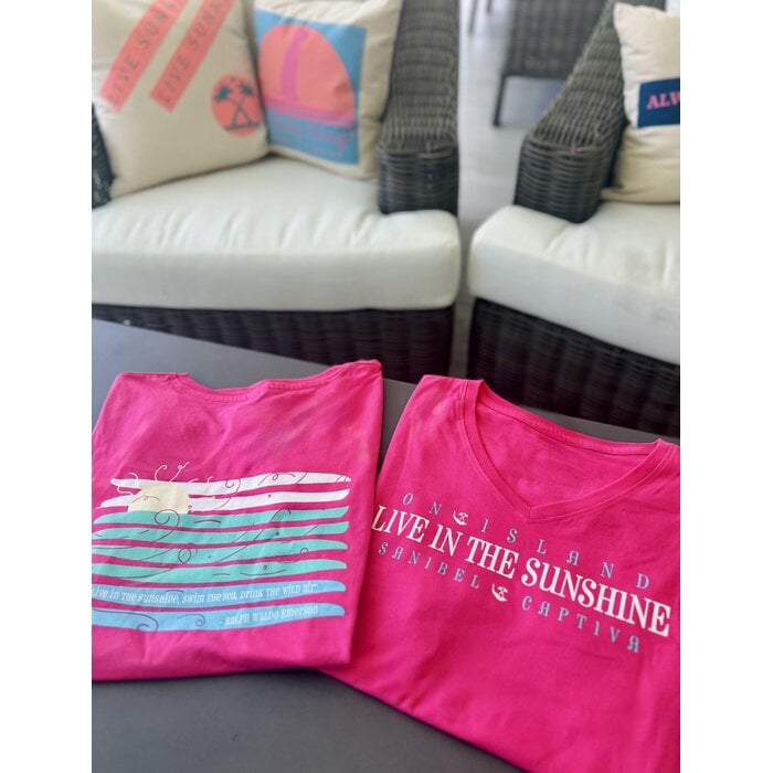Live In The Sunshine Ladies V-Neck Pink